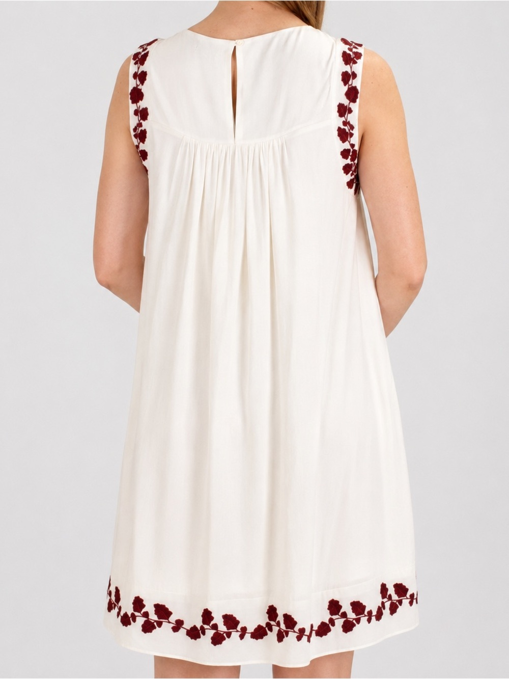 Lucky Brand Hannah Shift Dress Embroidered Boho White Sleeveless Women's Medium - Picture 4 of 8
